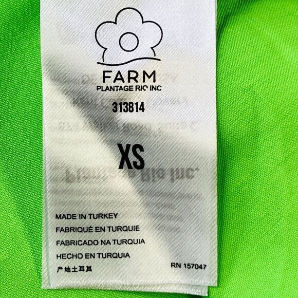 Farm Rio Ruffle Midi Dress Size M Satin Strappy Back Lime Green Plunge New Tags - Picture 10 of 16